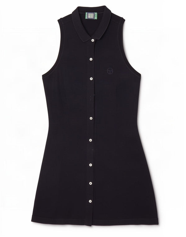 Sergio Tacchini Womens Sleeveless Shirt Dress IT 42 Medium Navy Blue Cotton