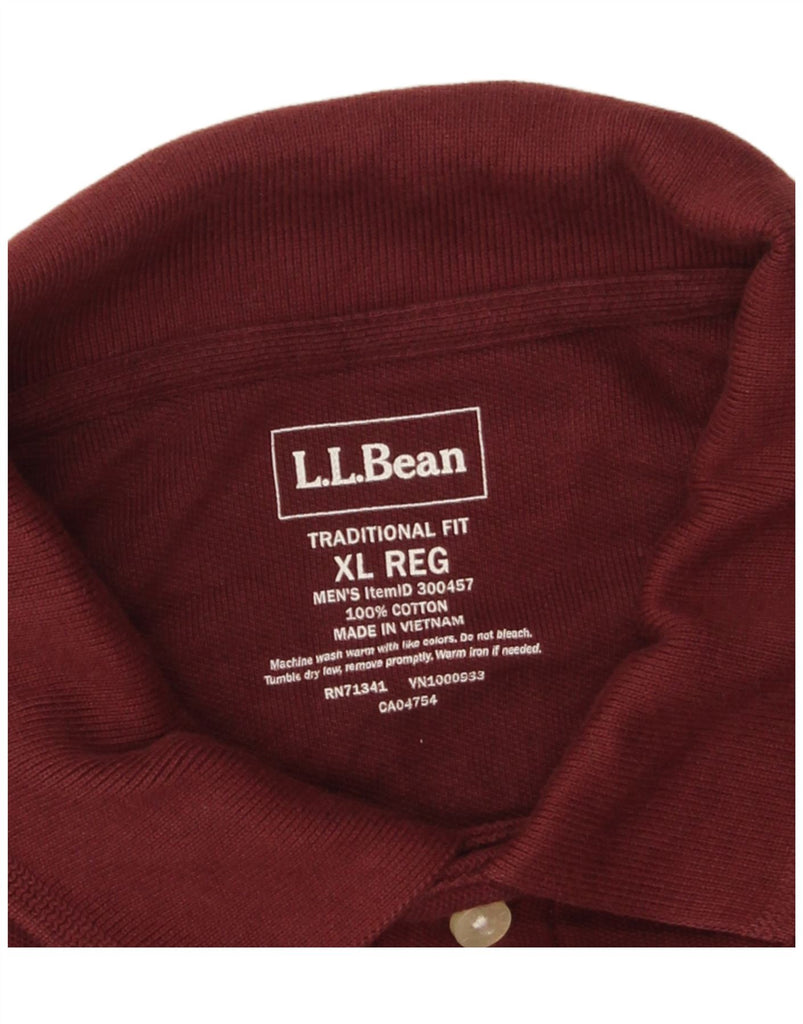 L.L.BEAN Mens Traditional Fit Polo Shirt XL Maroon Cotton Vintage L.L.Bean and Second-Hand L.L.Bean from Messina Hembry 