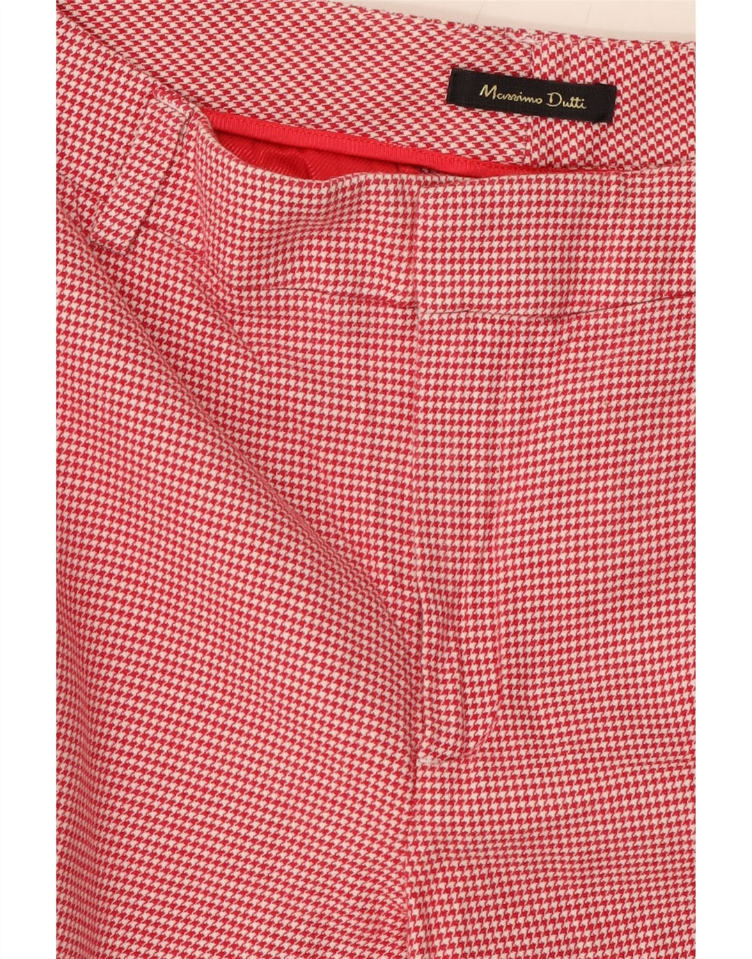 MASSIMO DUTTI Womens Cropped Trousers EU 36 XS W26 L25 Red Houndstooth Vintage Massimo Dutti and Second-Hand Massimo Dutti from Messina Hembry 