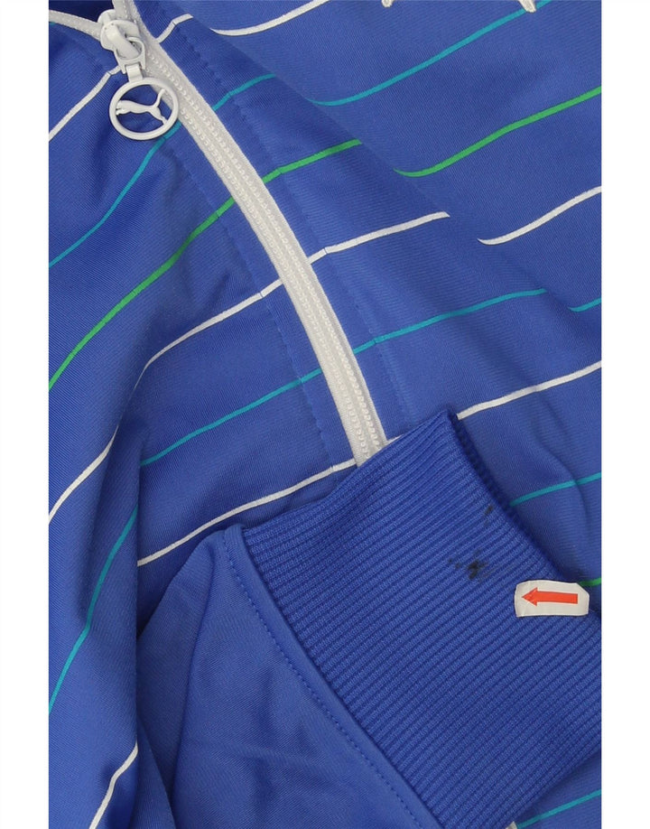 Adidas Mens Tracksuit Top Jacket Medium Blue Striped Polyester