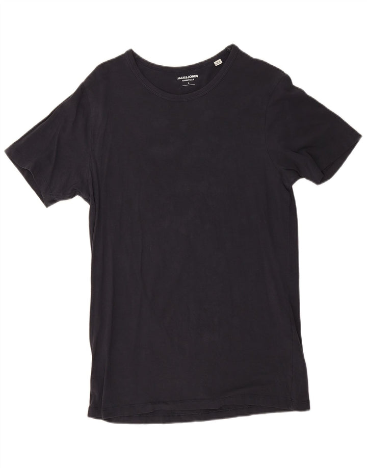 Jack & Jones Mens T-Shirt Top Large Navy Blue Cotton