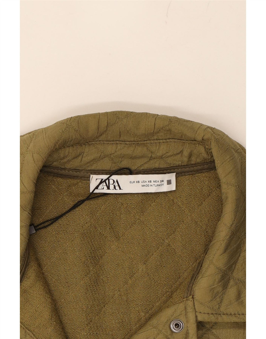 ZARA Womens Oversized Quilted Gilet UK 6 XS Khaki Polyester Vintage Zara and Second-Hand Zara from Messina Hembry 