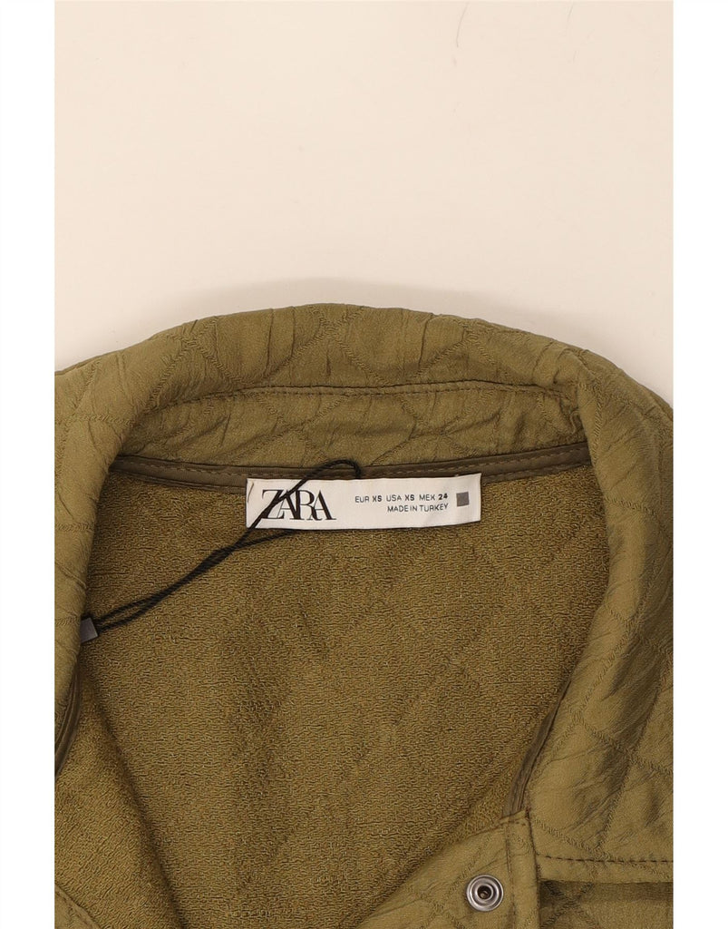 ZARA Womens Oversized Quilted Gilet UK 6 XS Khaki Polyester Vintage Zara and Second-Hand Zara from Messina Hembry 