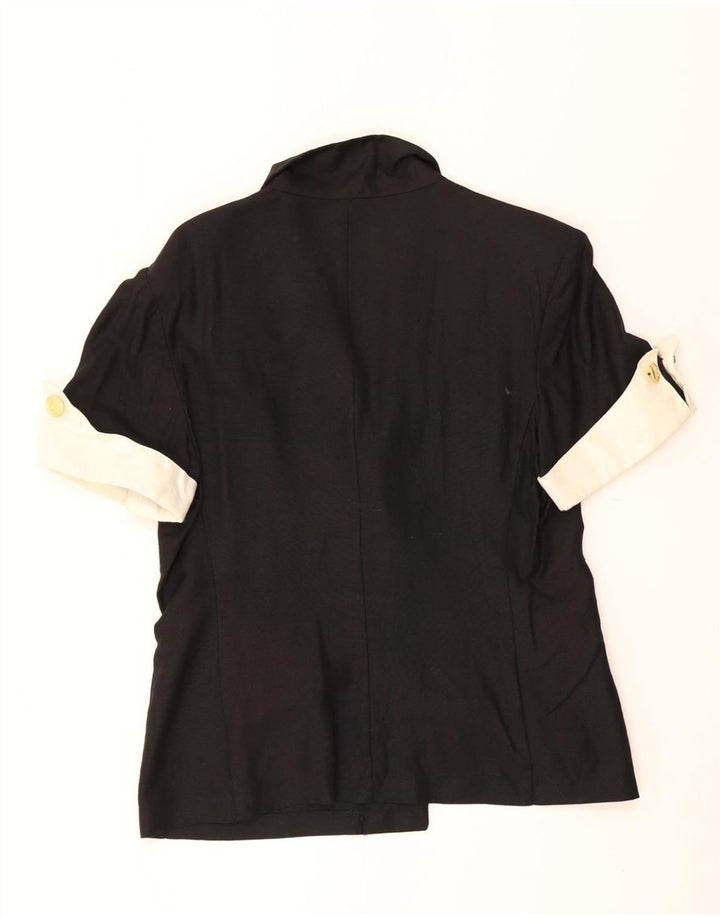 VINTAGE Womens Short Sleeve Blazer Jacket IT 46 Large Black Colourblock Vintage Vintage and Second-Hand Vintage from Messina Hembry 