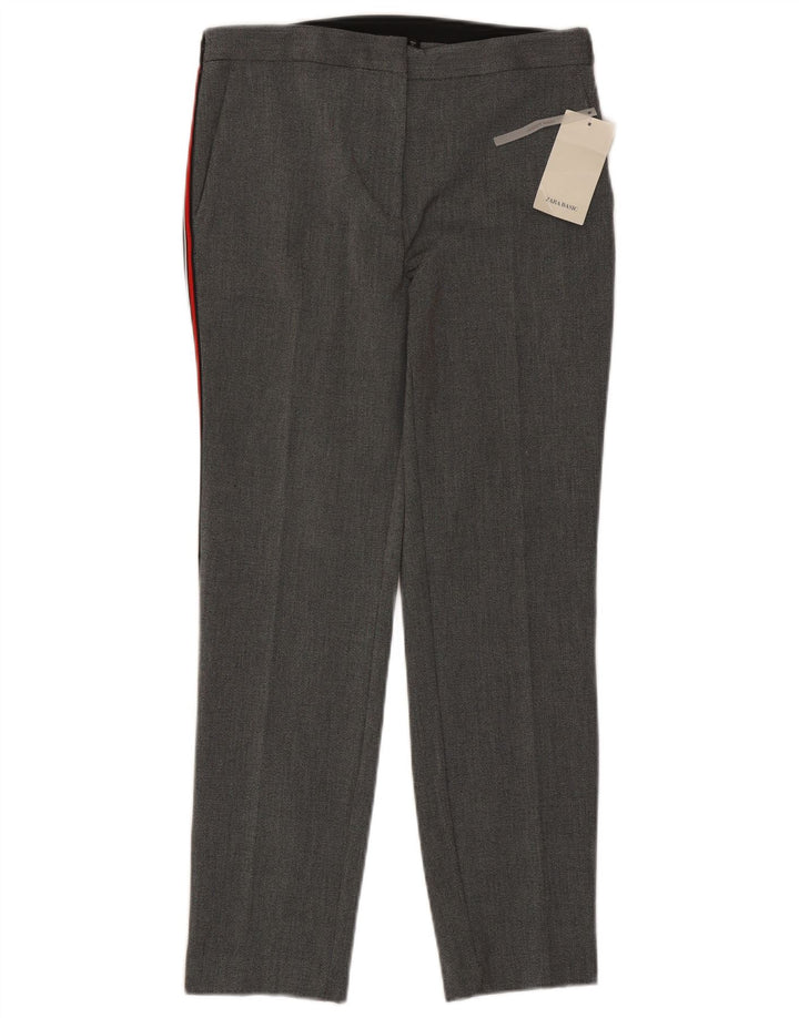 Zara Womens Slim Suit Trousers Large W30 L28 Grey Colourblock Polyester