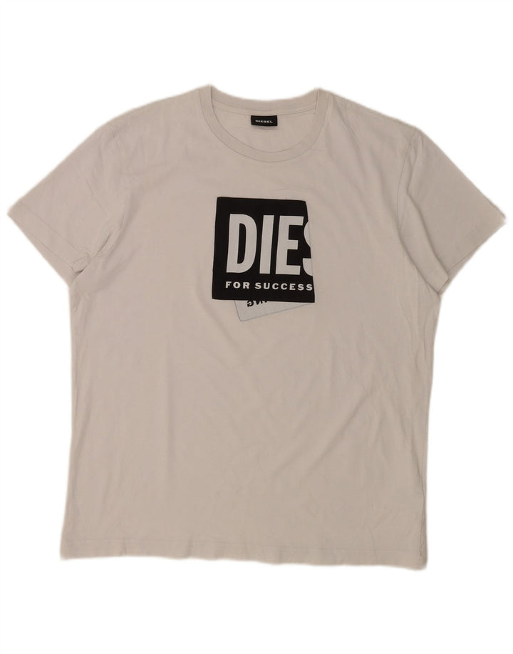 Diesel Mens Graphic T-Shirt Top XL White Cotton