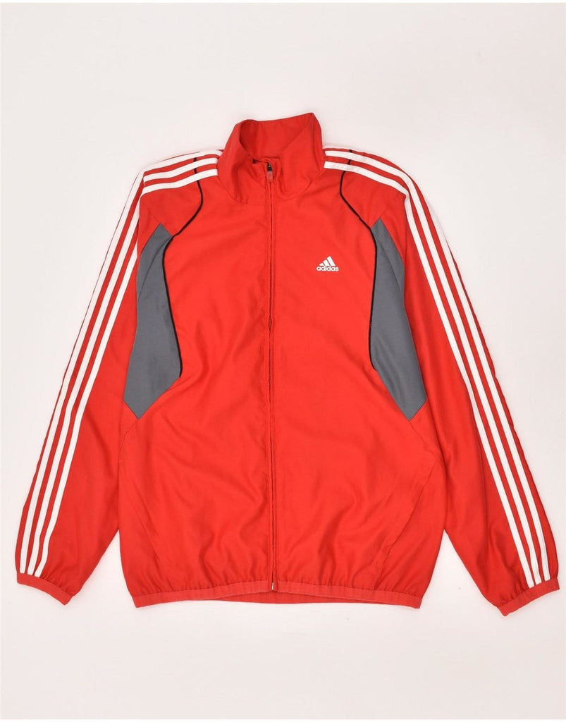 ADIDAS Mens Climalite Graphic Tracksuit Top Jacket Medium Red Colourblock Vintage Adidas and Second-Hand Adidas from Messina Hembry 