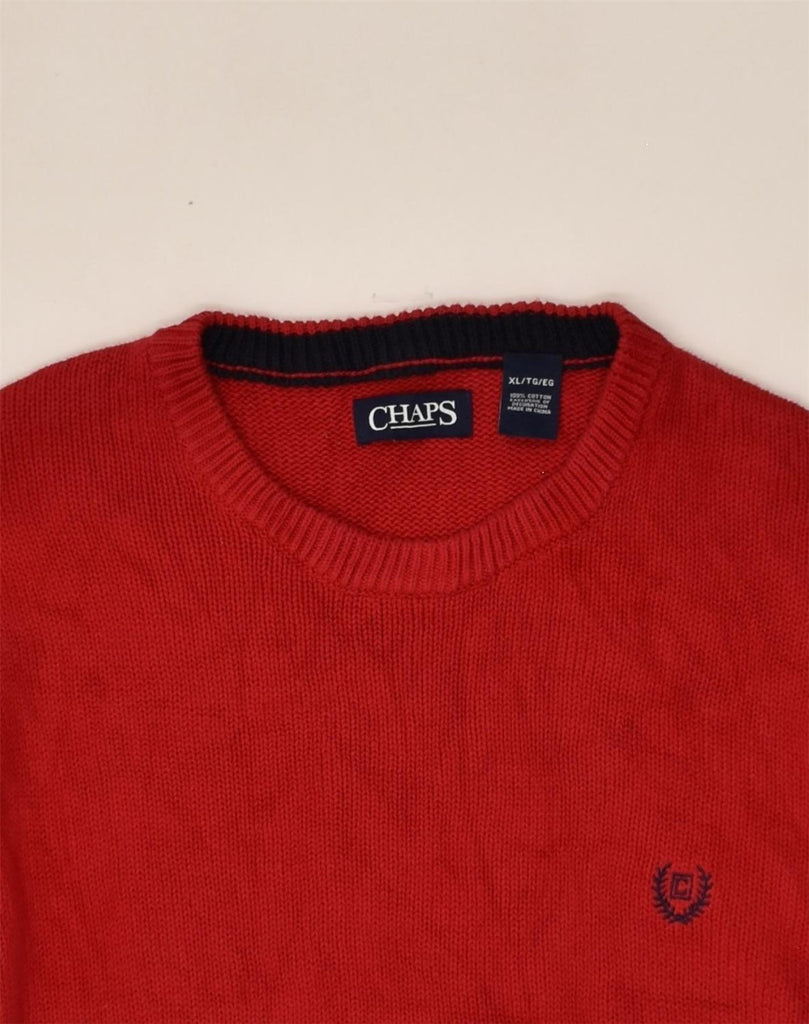 CHAPS Mens Crew Neck Jumper Sweater XL Red Cotton | Vintage Chaps | Thrift | Second-Hand Chaps | Used Clothing | Messina Hembry 