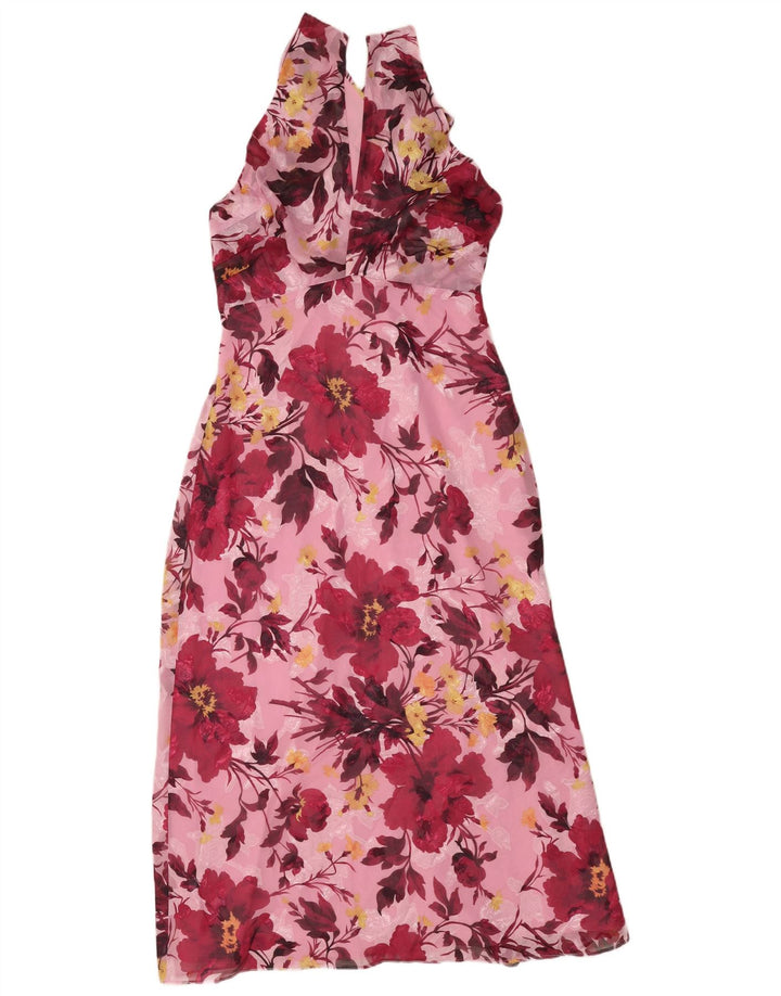 Oasis Womens Halter Maxi Dress UK 10 Small Pink Floral Polyester