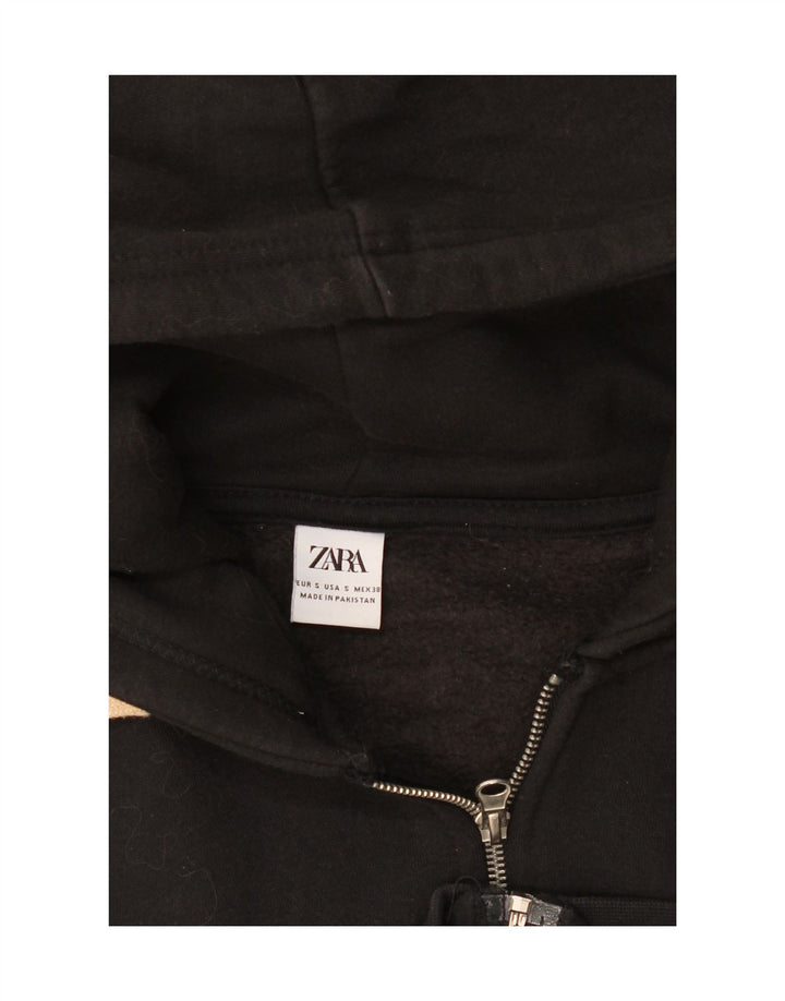 Zara Mens Zip Hoodie Sweater Small Black