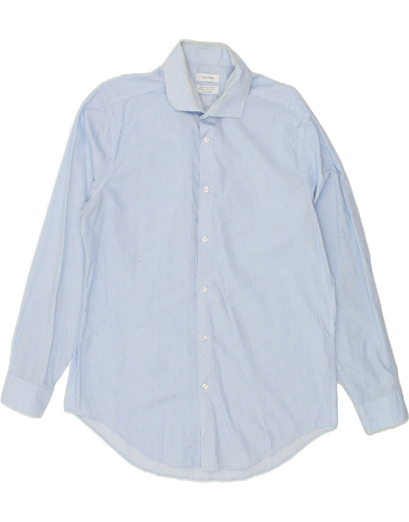 CALVIN KLEIN Mens Slim Shirt Size 16 Large Blue Chevron | Vintage Calvin Klein | Thrift | Second-Hand Calvin Klein | Used Clothing | Messina Hembry 
