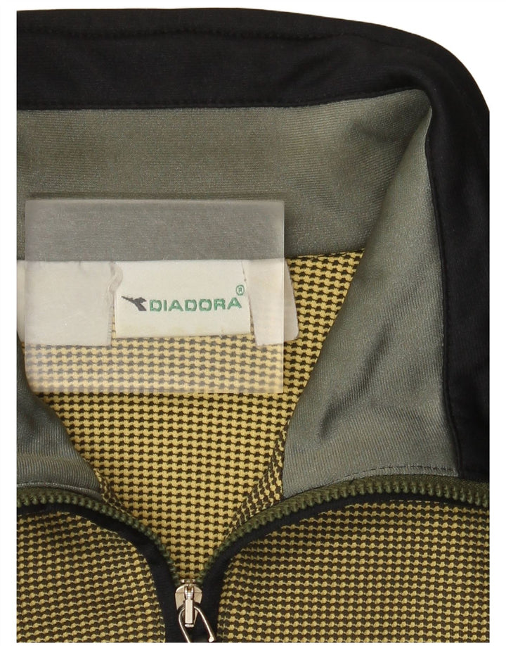 Diadora Mens Tracksuit Top Jacket Medium Khaki Colourblock