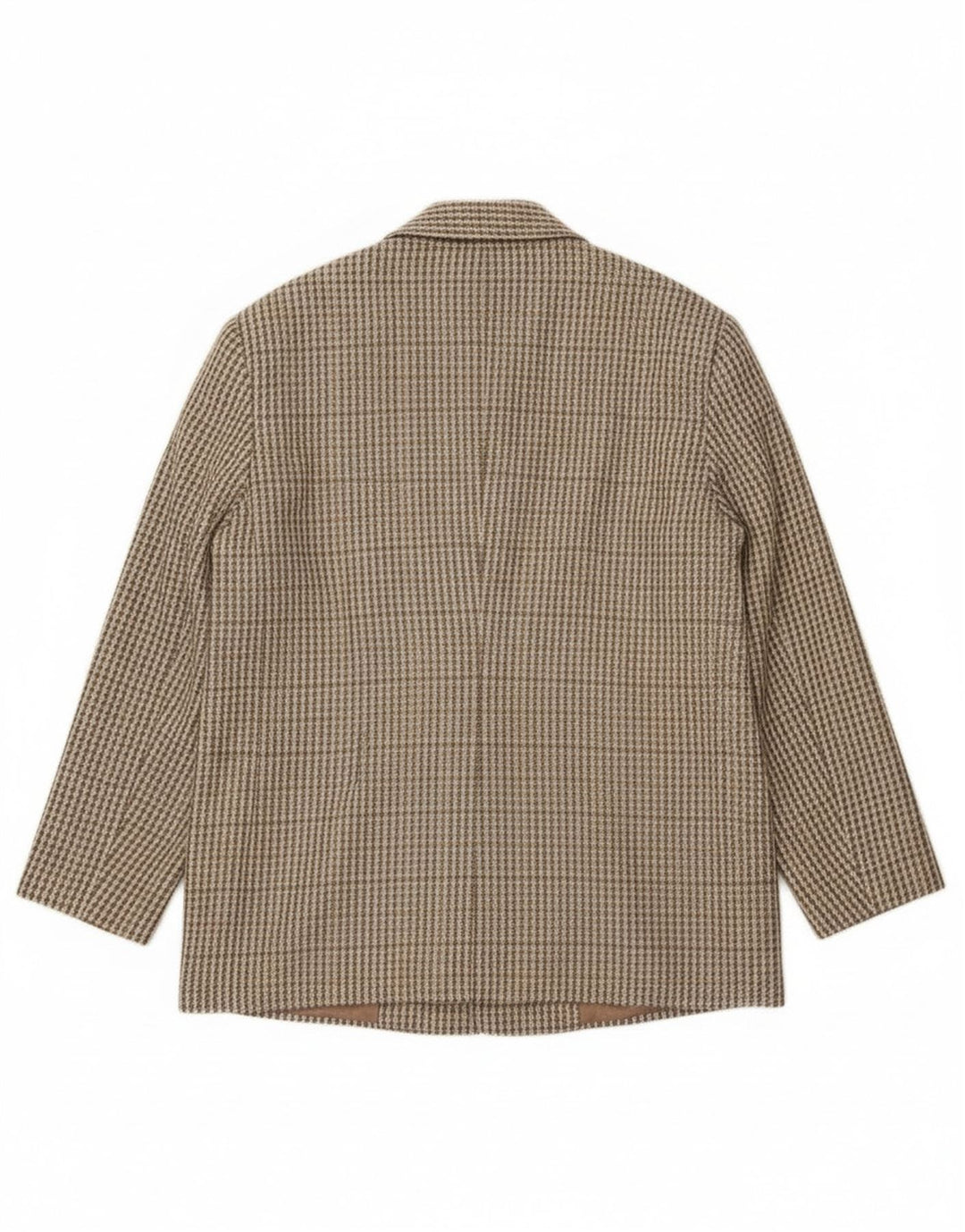 Vintage Womens 2 Button Blazer Jacket IT 46 Large Khaki Gingham Wool