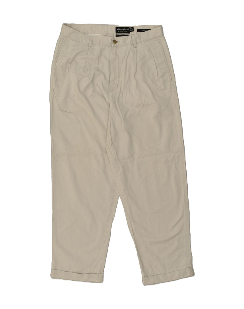 EDDIE BAUER Mens Classic Fit Pegged Chino Trousers W33 L30 Beige Cotton Vintage Eddie Bauer and Second-Hand Eddie Bauer from Messina Hembry 