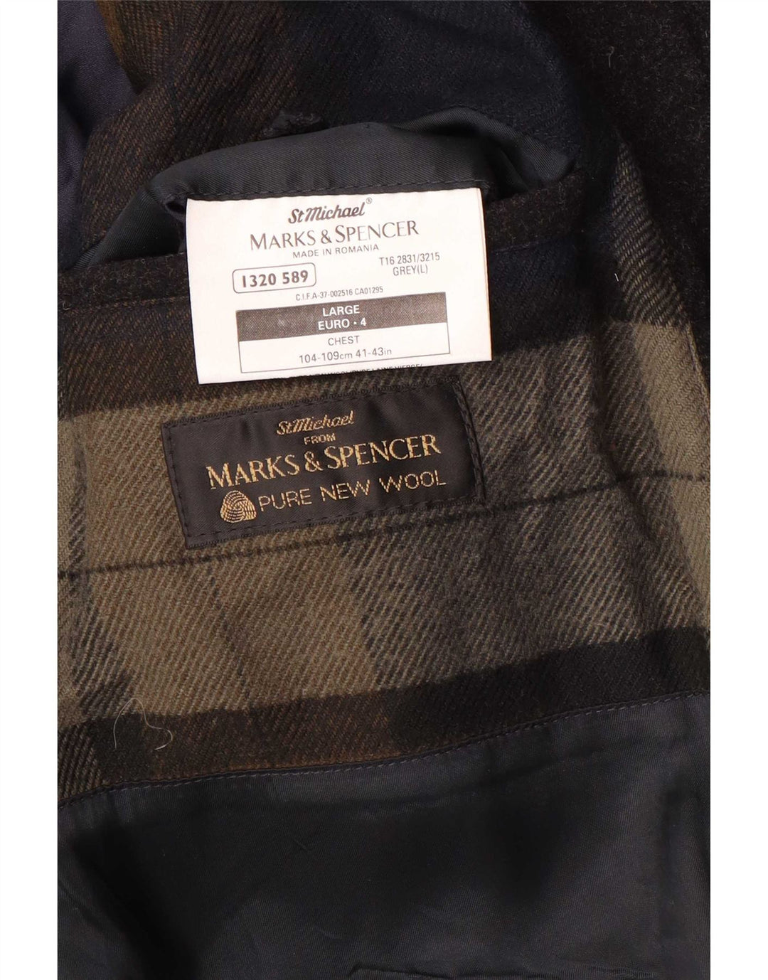 Marks & Spencer Mens Overcoat UK 40 Large Grey Virgin Wool