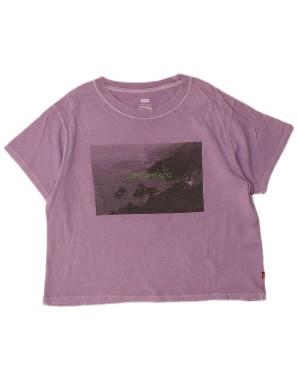 Levi's Womens Oversized Graphic T-Shirt Top UK 10 Small Purple Cotton