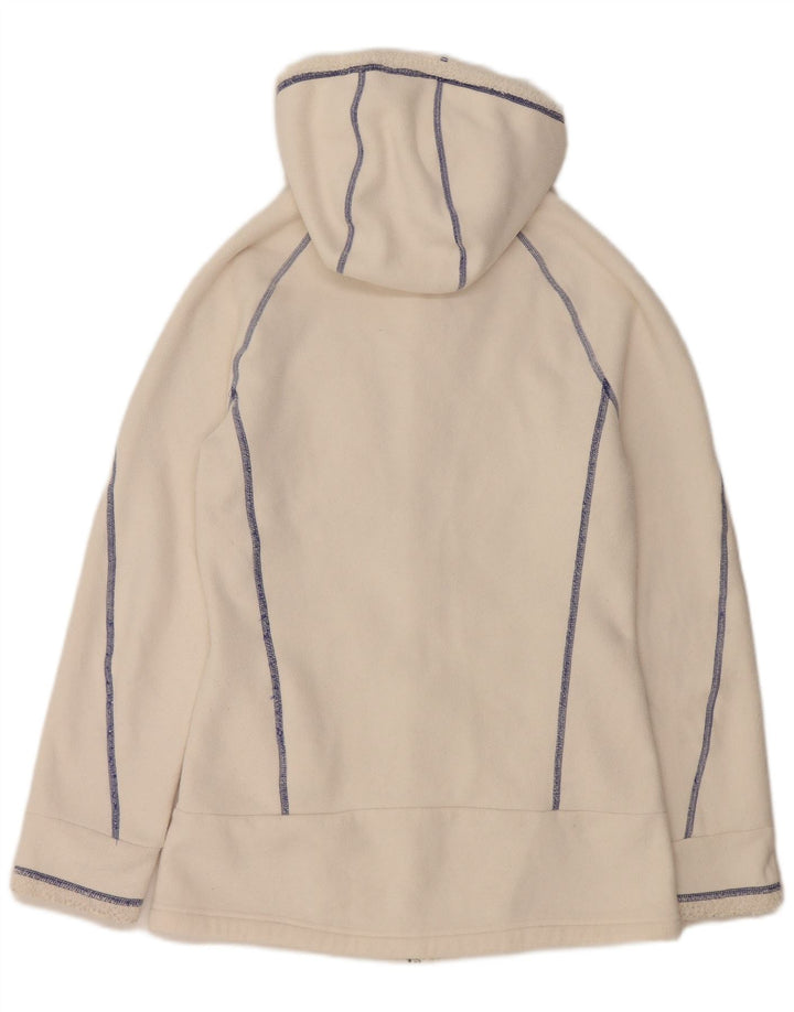 Adidas Womens Hooded Fleece Jacket UK 10 Small  Off White Polyester