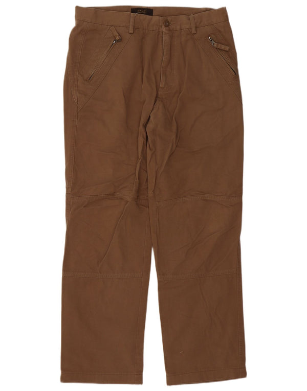 Gaudi Mens Straight Casual Trousers IT 50 Large W34 L32 Brown Cotton