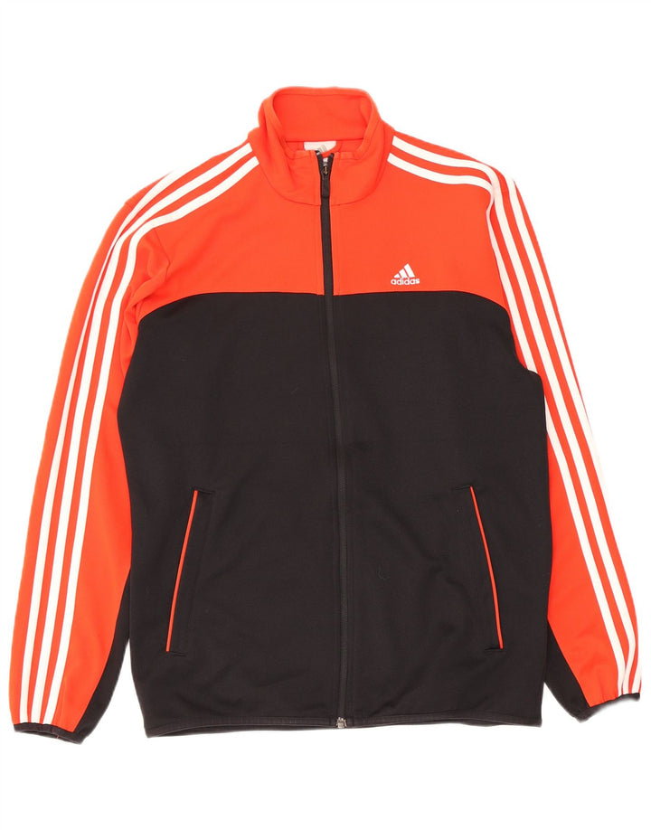 Adidas Mens Tracksuit Top Jacket UK 38/40 Medium Orange Colourblock