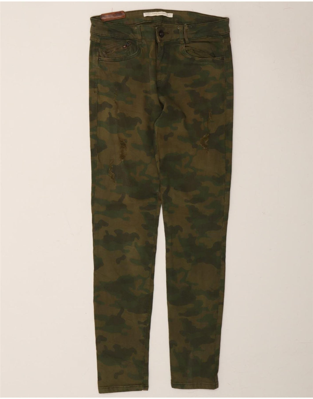 ZARA Womens Slim Jeans EU 36 Small W26 L28 Khaki Camouflage Vintage Zara and Second-Hand Zara from Messina Hembry 