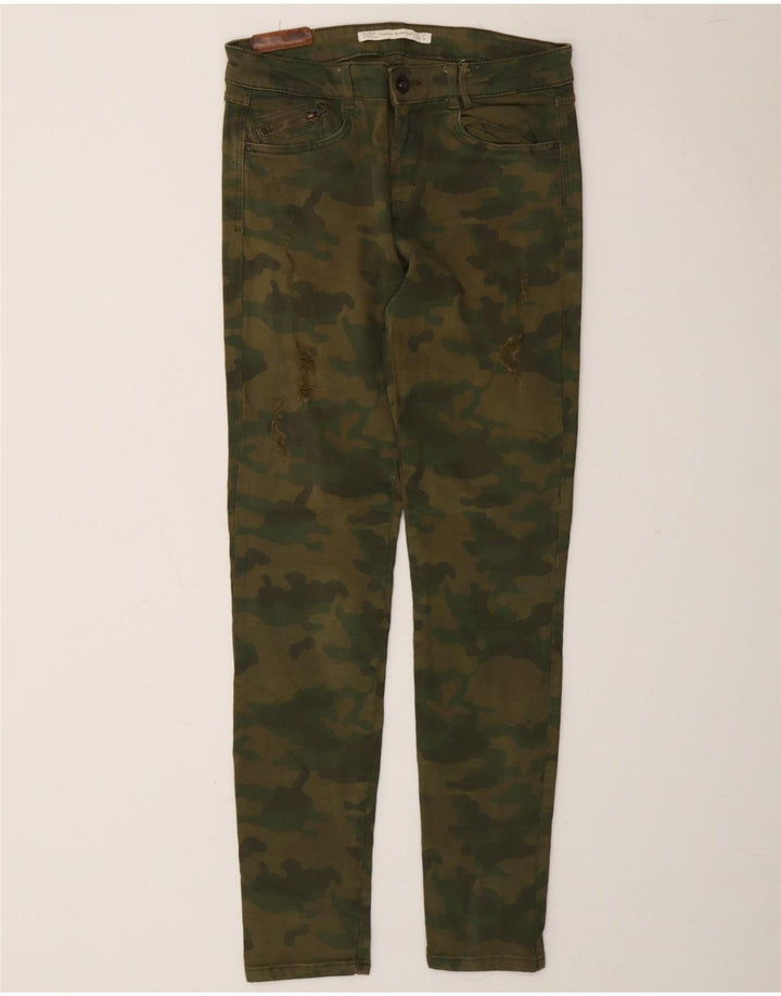 ZARA Womens Slim Jeans EU 36 Small W26 L28 Khaki Camouflage Vintage Zara and Second-Hand Zara from Messina Hembry 