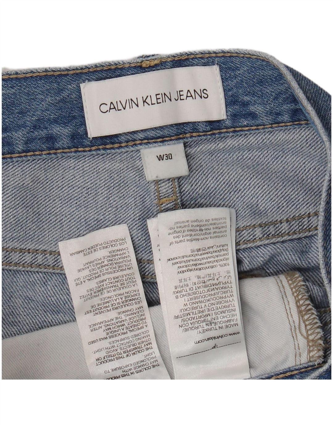CALVIN KLEIN Mens High Waist Straight Jeans W30 L28 Blue Cotton