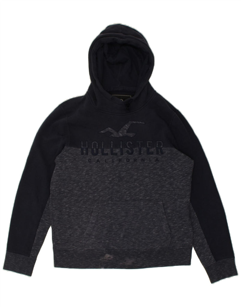 HOLLISTER Mens Graphic Hoodie Jumper Large Navy Blue Colourblock | Vintage Hollister | Thrift | Second-Hand Hollister | Used Clothing | Messina Hembry 