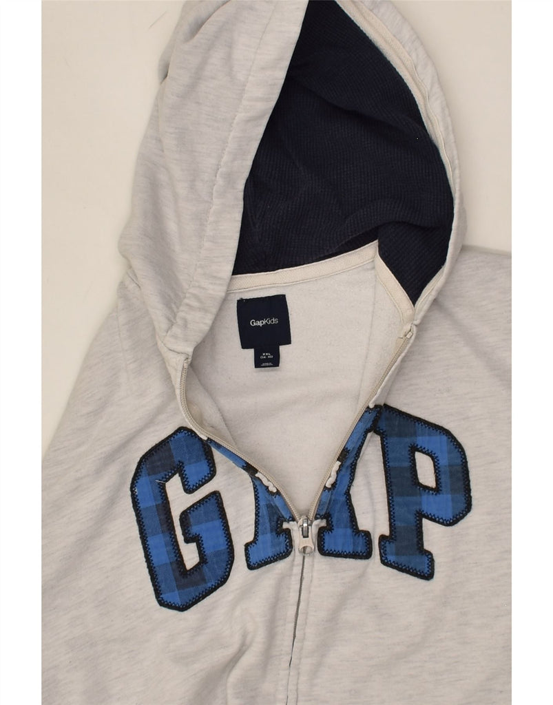 GAP Boys Graphic Zip Hoodie Sweater 14-15 Years 2XL Grey Cotton | Vintage Gap | Thrift | Second-Hand Gap | Used Clothing | Messina Hembry 