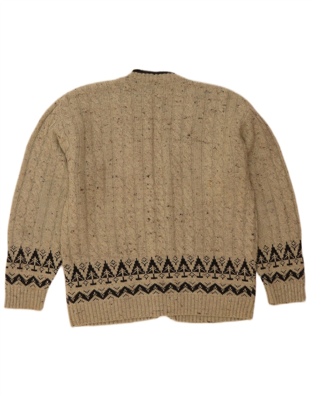 Vintage Mens Cardigan Sweater IT 50 Medium Grey Fair Isle Wool