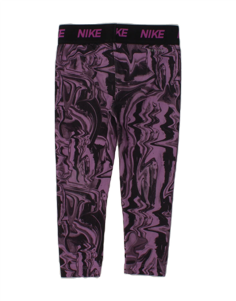 NIKE Girls Dri Fit Abstract Pattern Leggings 2-3 Years Purple Polyester | Vintage Nike | Thrift | Second-Hand Nike | Used Clothing | Messina Hembry 