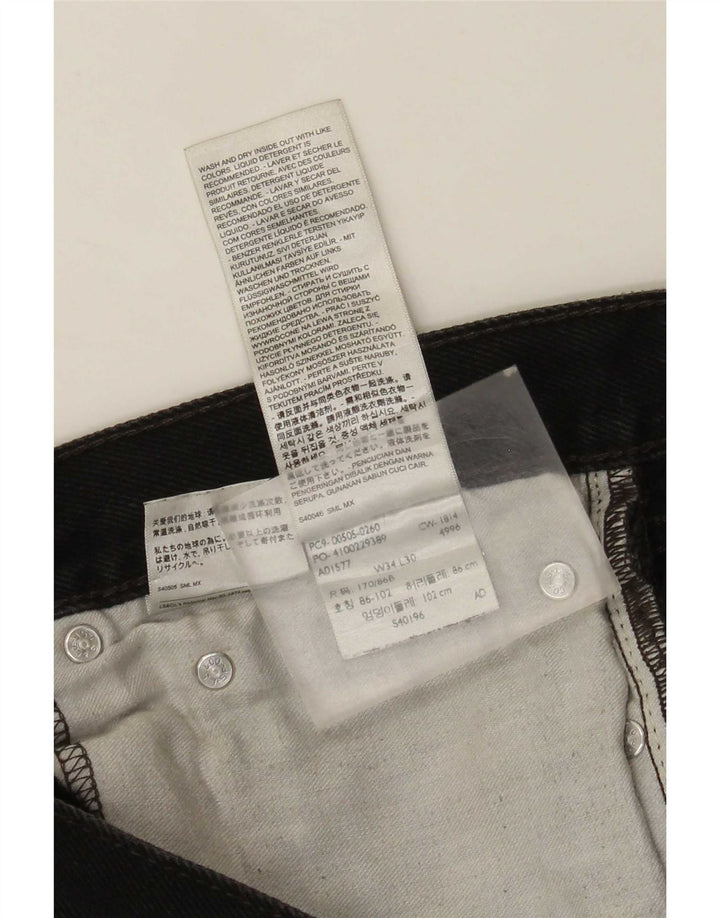 Levi's Mens 505 Regular Straight Jeans W34 L30 Black Cotton