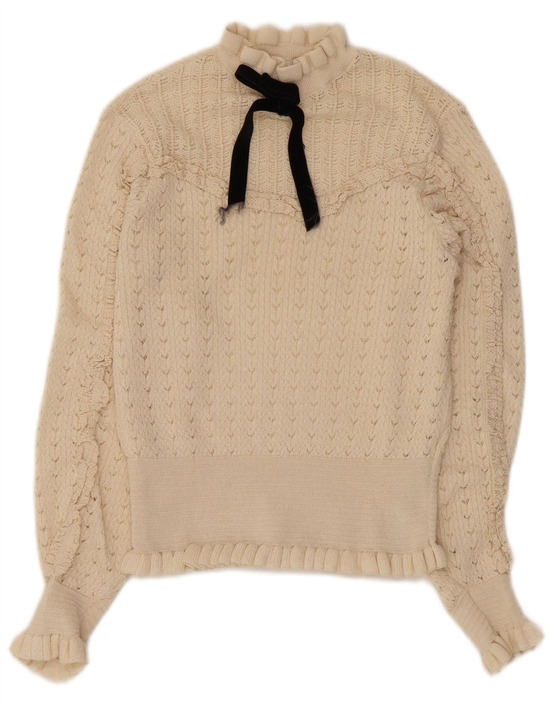 Zara Womens See Through Turtle Neck Jumper Sweater UK 8 Small Off White