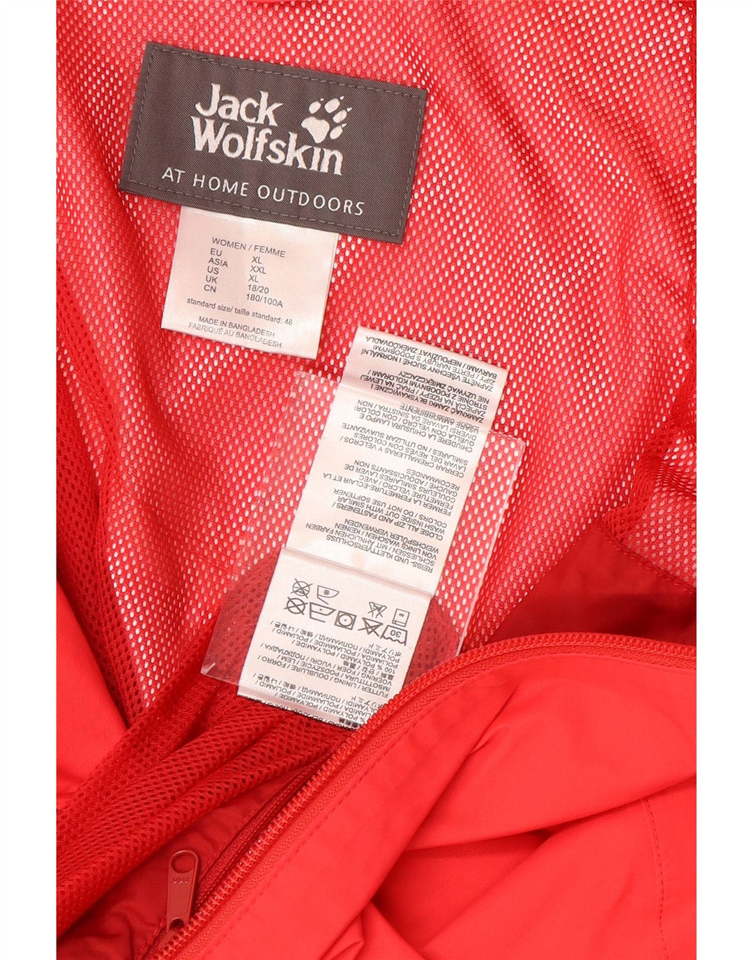 JACK WOLFSKIN Womens Hooded Rain Jacket UK 18/20 XL Red Polyamide