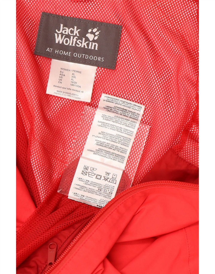 JACK WOLFSKIN Womens Hooded Rain Jacket UK 18/20 XL Red Polyamide