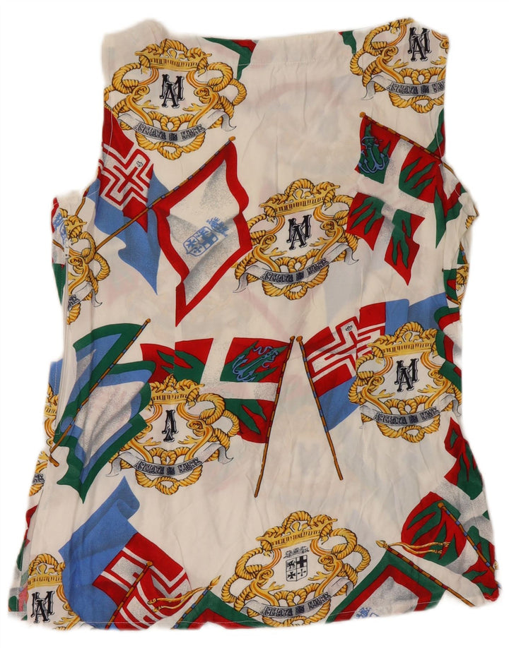 Armata Di Mare Womens Abstract Pattern Blouse Top IT 44 Medium White