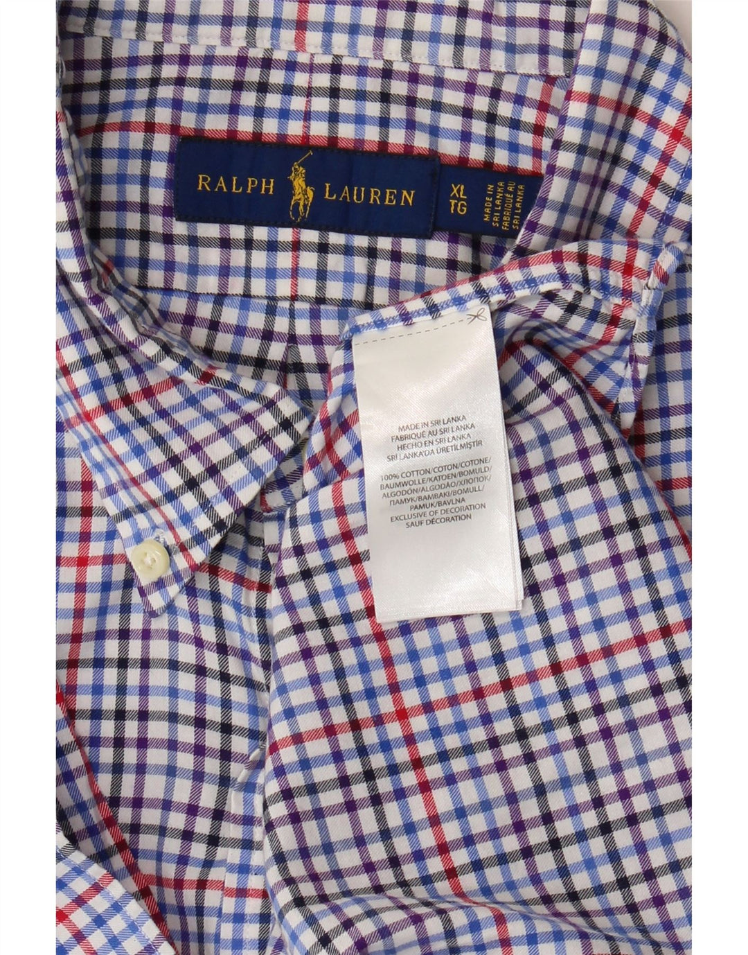 Ralph Lauren Mens Flannel Shirt XL Multicoloured Gingham Cotton