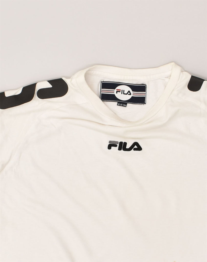 FILA Boys Graphic T-Shirt Top 10-11 Years White Cotton | Vintage Fila | Thrift | Second-Hand Fila | Used Clothing | Messina Hembry 