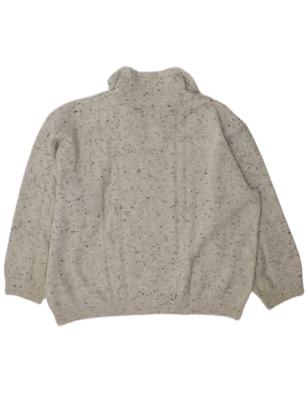 C&A Mens Canda Zip Neck Jumper Sweater Large Off White Flecked Acrylic