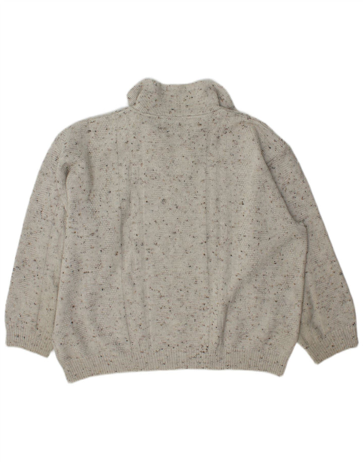 C&A Mens Canda Zip Neck Jumper Sweater Large Off White Flecked Acrylic