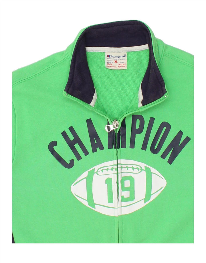 CHAMPION Boys Graphic Tracksuit Top Jacket 13-14 Years XL Green Vintage Champion and Second-Hand Champion from Messina Hembry 