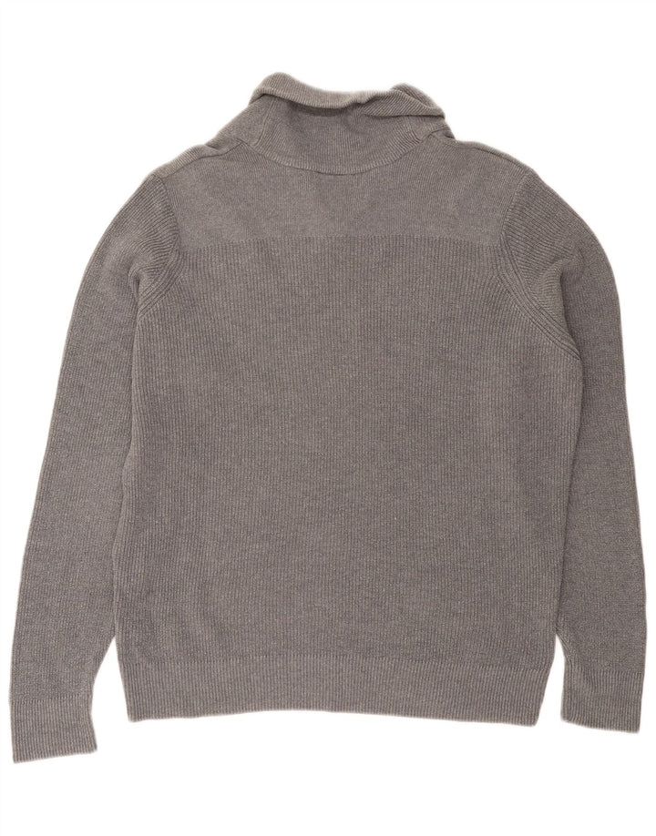 Marks & Spencer Mens Shawl Neck Jumper Sweater Large Grey Cotton