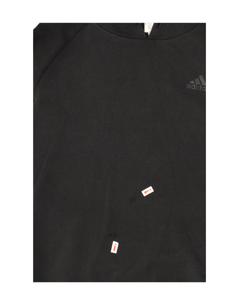 ADIDAS Womens Hoodie Jumper UK 12/14 Medium Black Cotton | Vintage Adidas | Thrift | Second-Hand Adidas | Used Clothing | Messina Hembry 