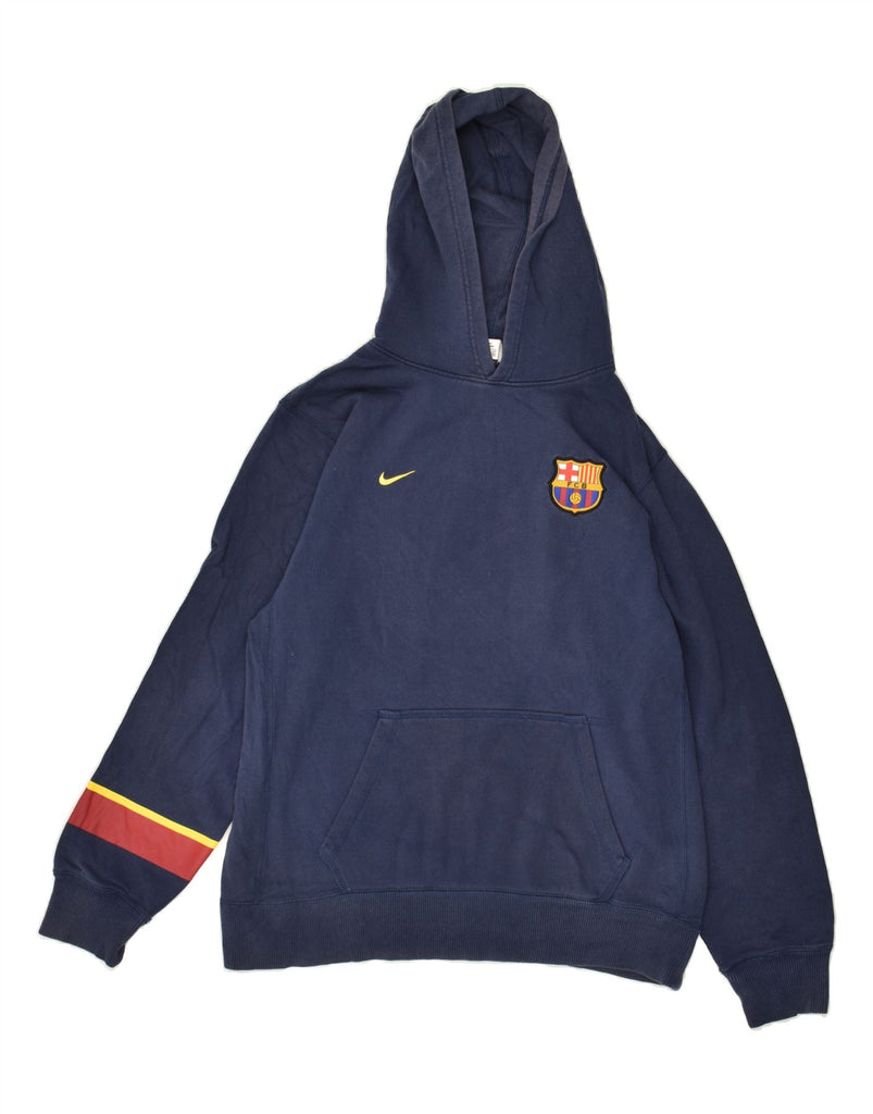 NIKE Boys Barcelona Hoodie Jumper 13-14 Years XL Navy Blue Cotton | Vintage Nike | Thrift | Second-Hand Nike | Used Clothing | Messina Hembry 