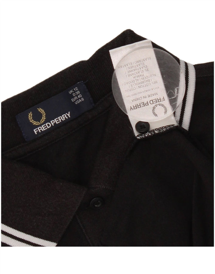 Fred Perry Womens Polo Shirt UK 12 Medium Black Cotton