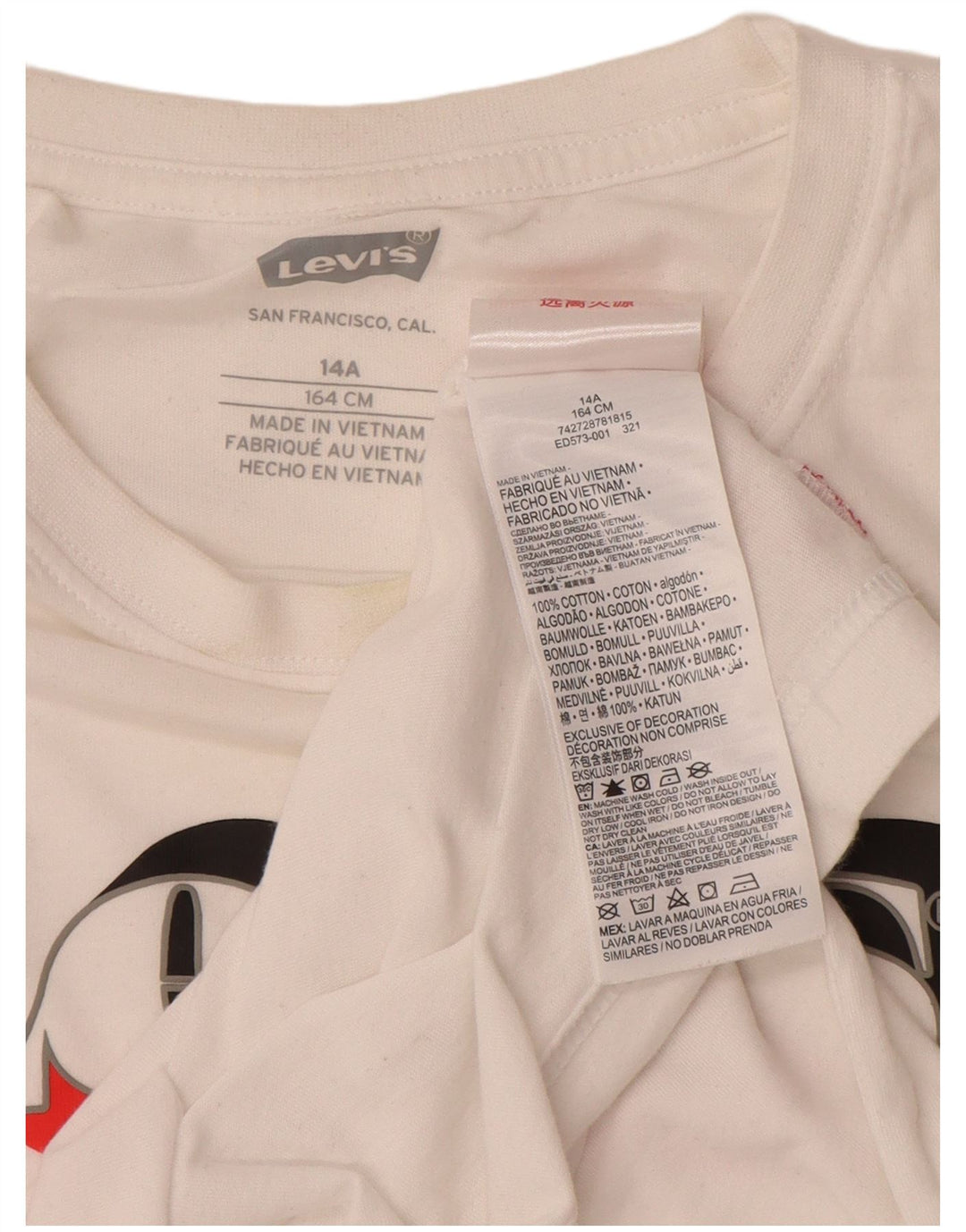 LEVI'S Boys Graphic T-Shirt Top 13-14 Years White Cotton