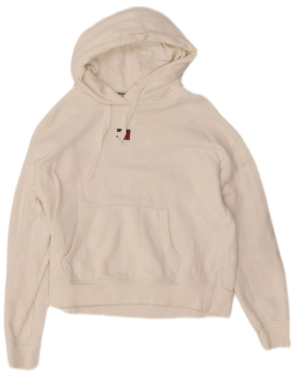 Tommy Hilfiger Womens Oversized Hoodie Jumper UK 10 Small White Cotton