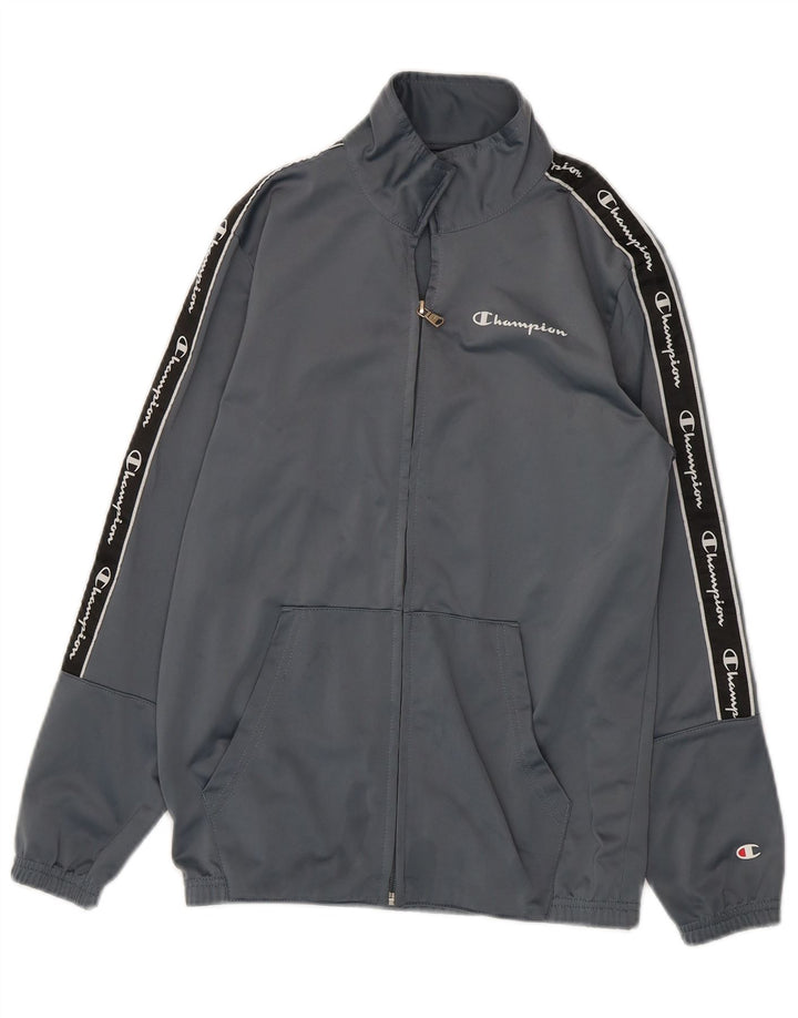 CHAMPION Boys Tracksuit Top Jacket 11-12 Years Large  Grey Colourblock
