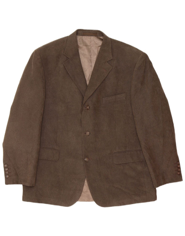 Marks & Spencer Mens 3 Button Blazer Jacket UK 42 Large Brown Classic