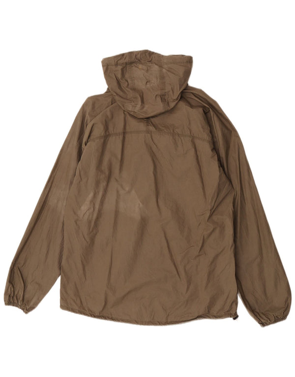 Vintage Womens Hooded Pullover Rain Jacket UK 14 Medium Khaki Cotton