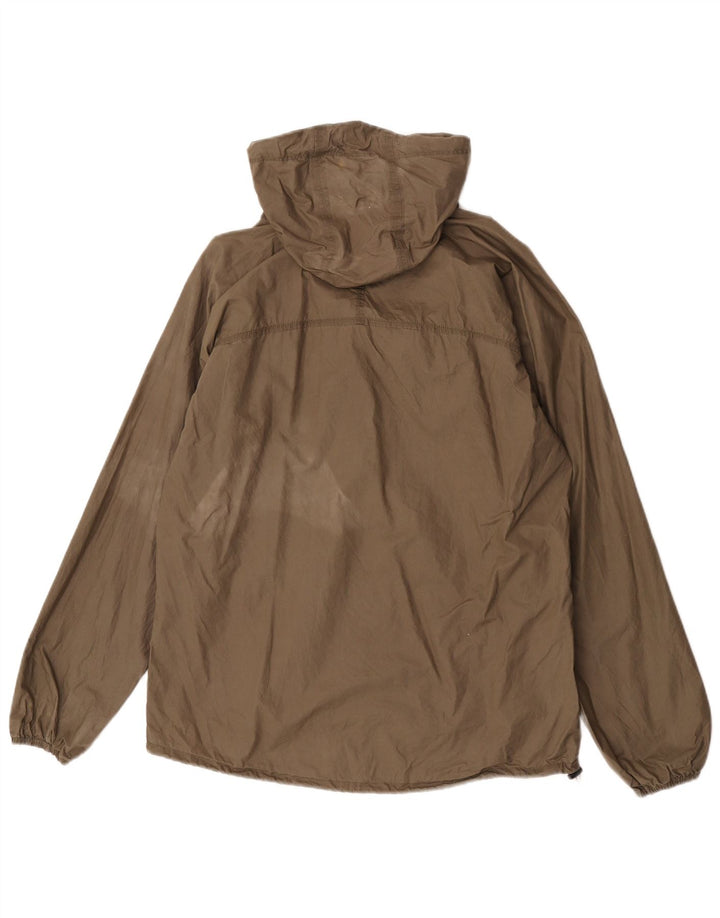 Vintage Womens Hooded Pullover Rain Jacket UK 14 Medium Khaki Cotton